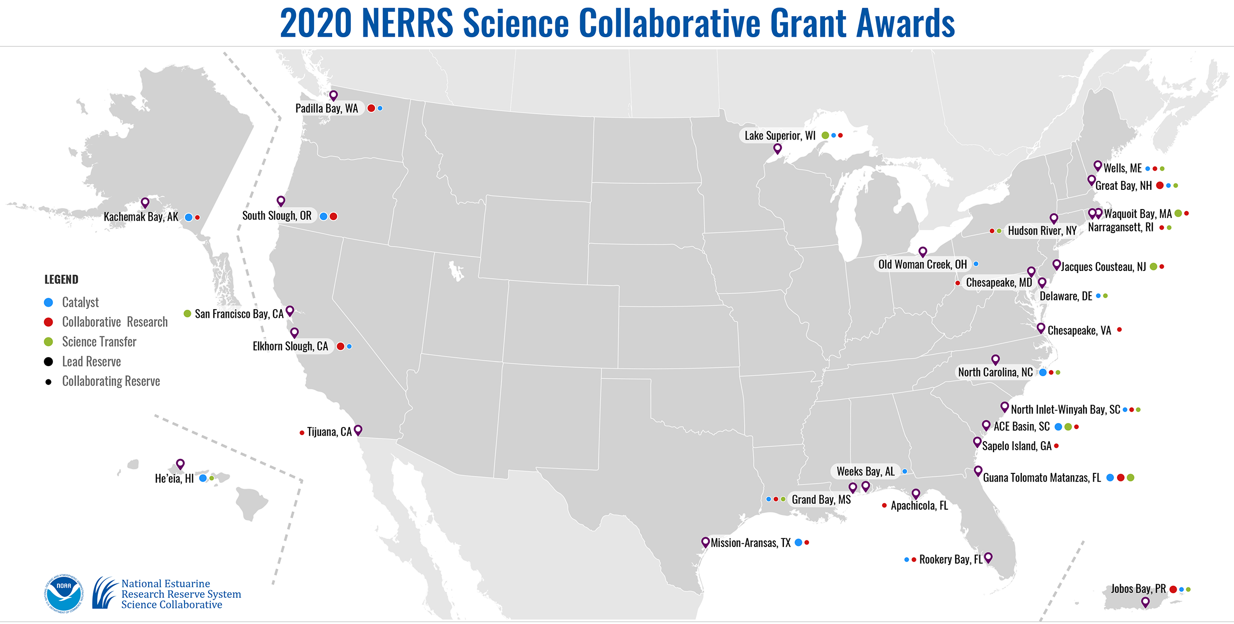 Click to view a larger Project Map. NOAA Science Collaborative Project Map